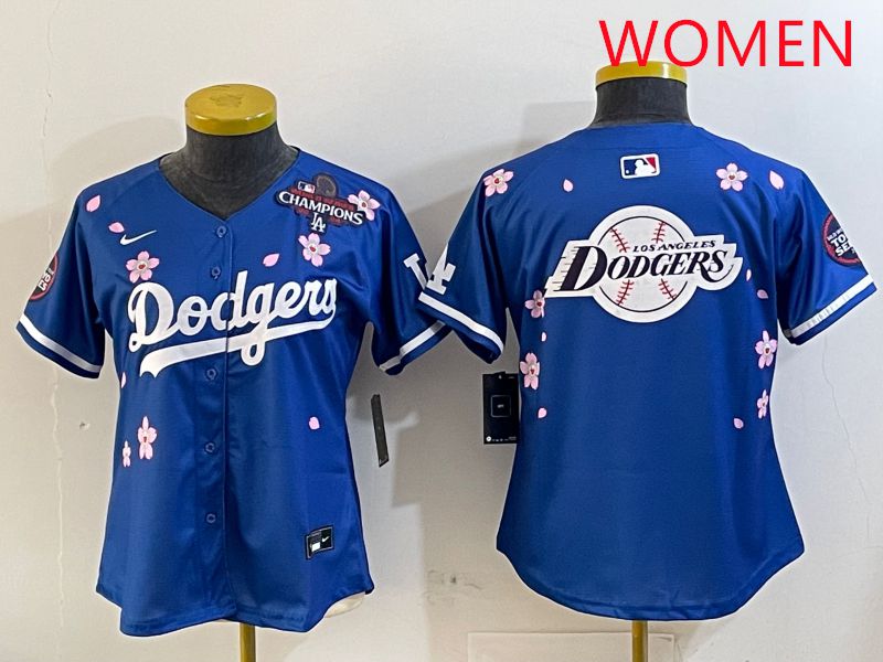 Women Los Angeles Dodgers Blank Blue Sakura Edition 2025 Nike MLB Jersey style 26